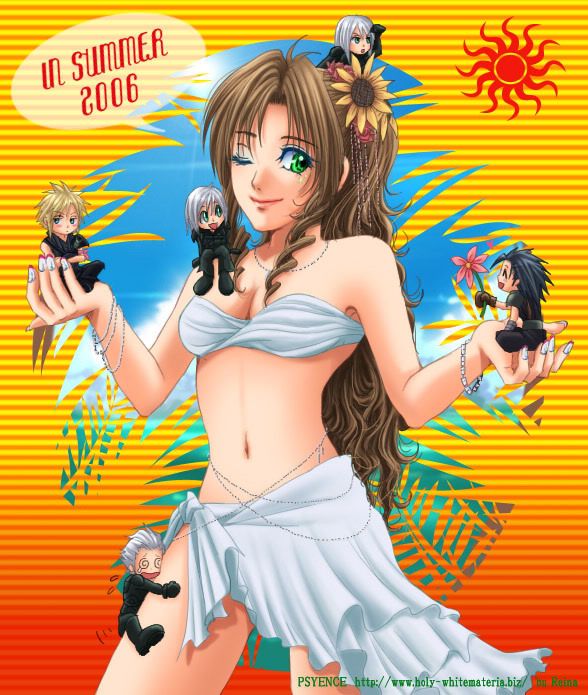 ff7-aerith-shochumimai.jpg Aerith / Aeris, Cloud, Zack / Zax, Kadaj, Yazoo and Loz image by Asarithlove