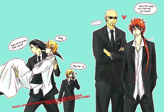 1261-healinmorning.jpg Rufus, Tseng, Rude, Reno and Elena image by Asarithlove