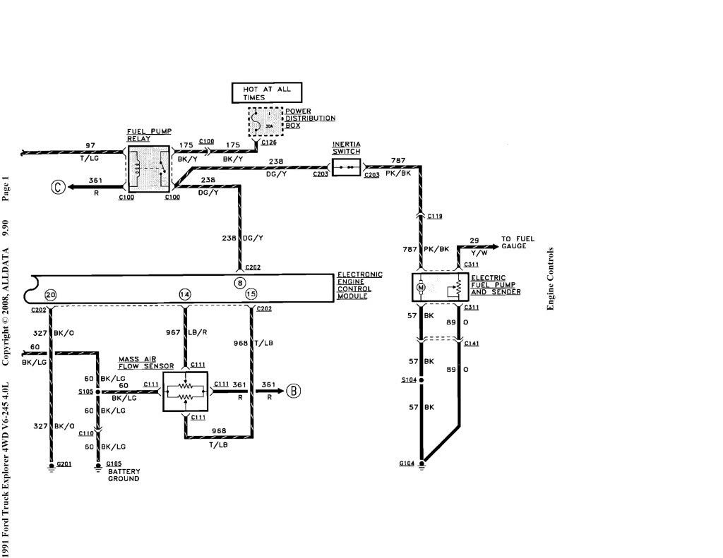 1991 Explorer Fuel System Electrical Schematic Diagram