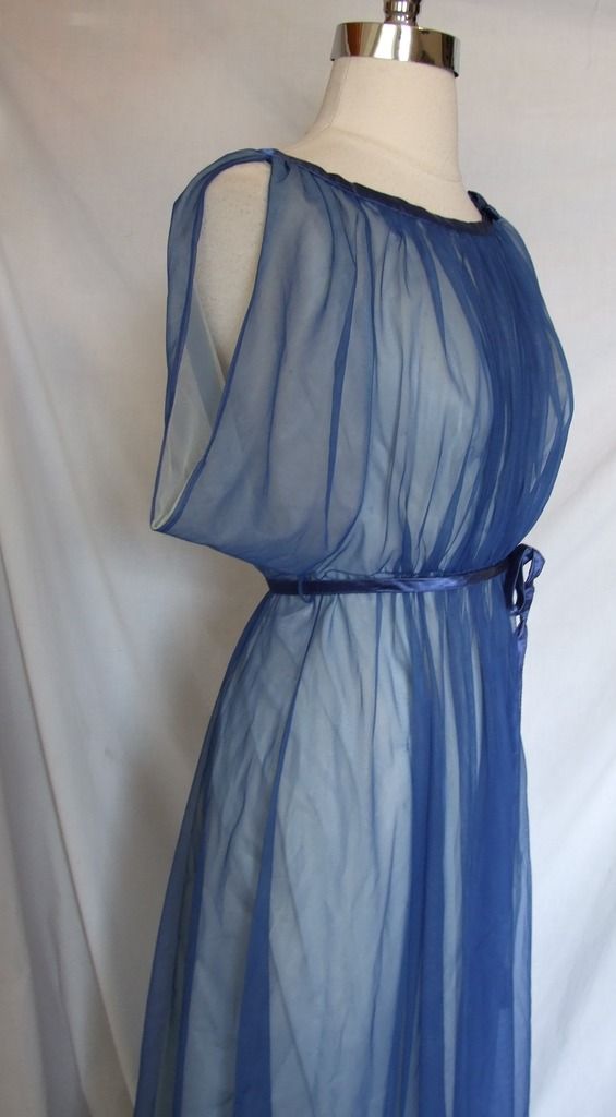 1950s Vintage Sheer Grecian Goddess Nylon Chiffon Dress Hostess Nightgown Gown Ebay 