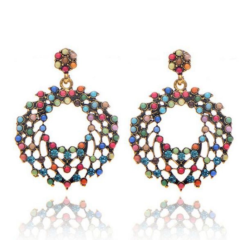 Hot Elegant Women Vintage Style Fashion Rhinestone Dangle Stud Earrings
