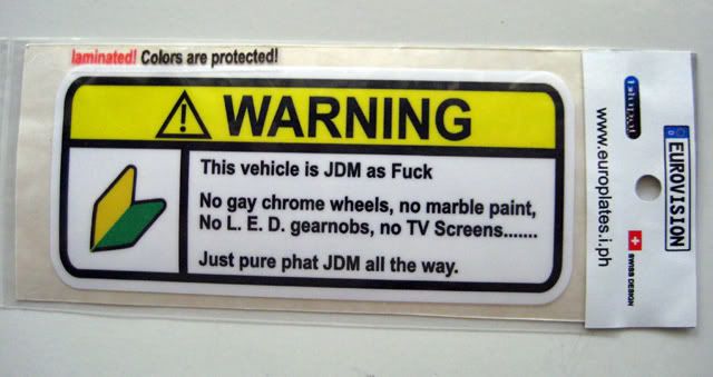 JDM warning sticker