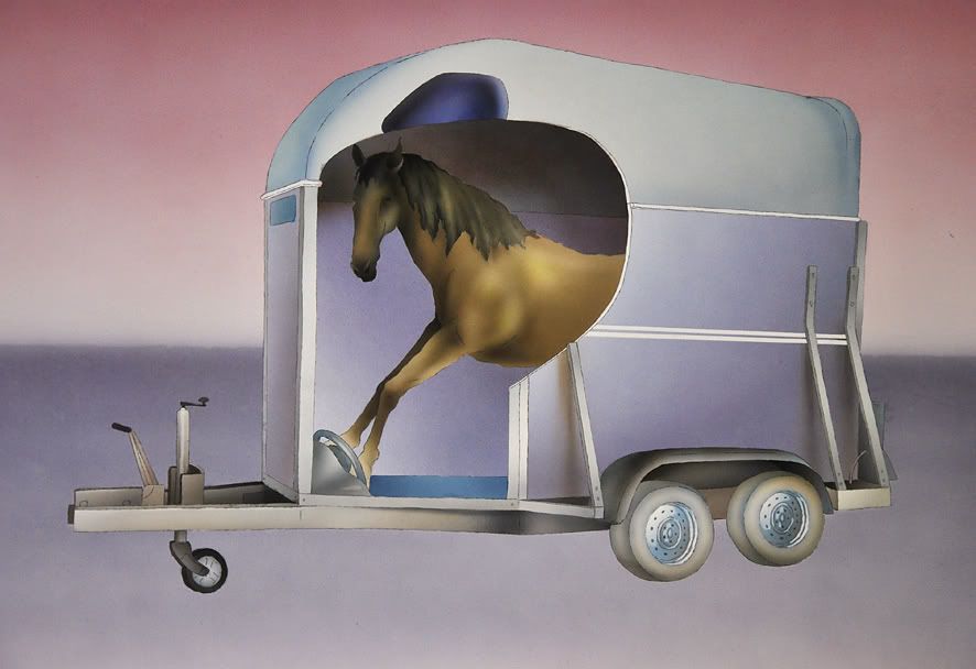 Dessin surprenant d'art contemporain à l’aérographe inattendu par pierre guilhem c'est un dessin de cheval à l’intérieur d'un van a chevaux, Dessin surprenant d'art contemporain Ã  lâ��aÃ©rographe inattendu par pierre guilhem c'est un dessin de cheval Ã  lâ��intÃ©rieur d'un van a chevaux