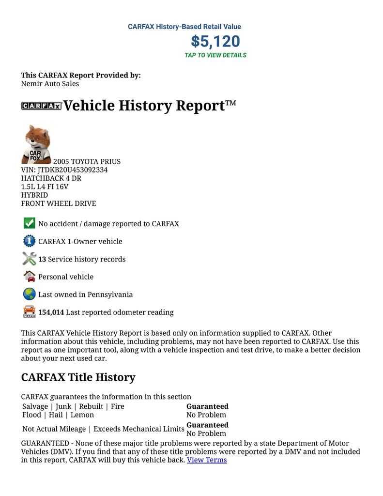  photo CARFAX Vehicle History Report for this 2005 TOYOTA PRIUS JTDKB20U453092334-page-001_zpsc3lgwmml.jpg