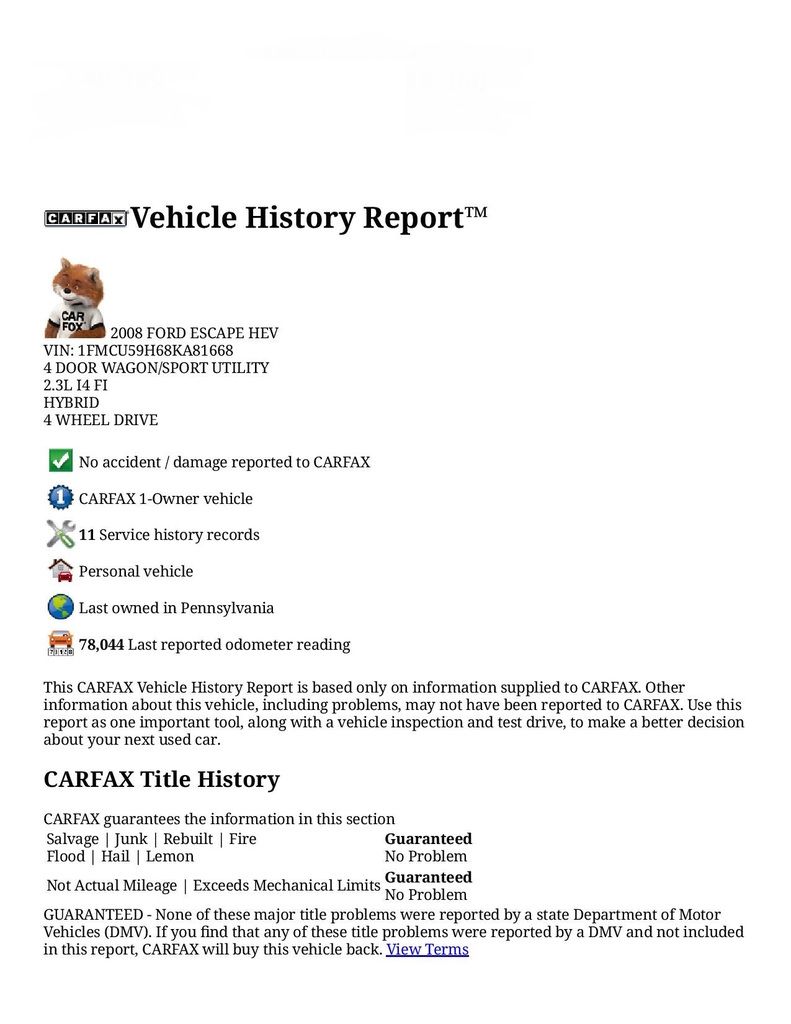  photo CARFAX Vehicle History Report for this 2008 FORD ESCAPE HEV 1FMCU59H68KA81668-page-001_zps7s0b3p9u.jpg