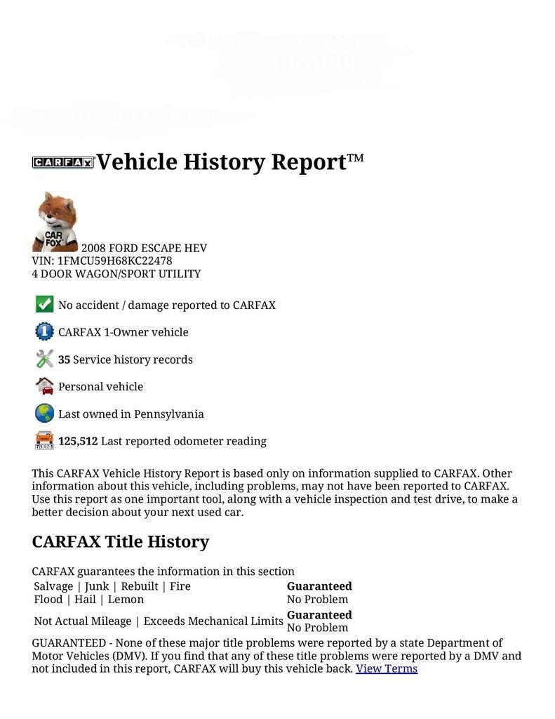  photo CARFAX Vehicle History Report for this 2008 FORD ESCAPE HEV 1FMCU59H68KC22478 140368-page-001_zps3a7tpf3d.jpg