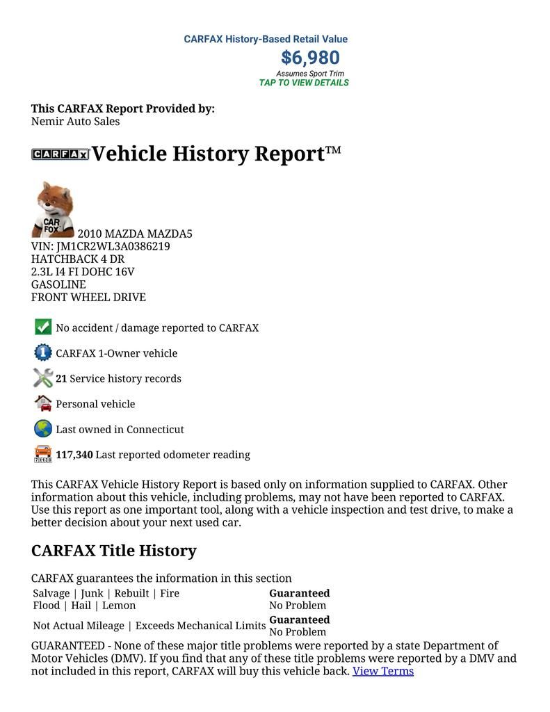  photo CARFAX Vehicle History Report for this 2010 MAZDA MAZDA5_ JM1CR2WL3A0386219-page-001_zps9pucwwwi.jpg