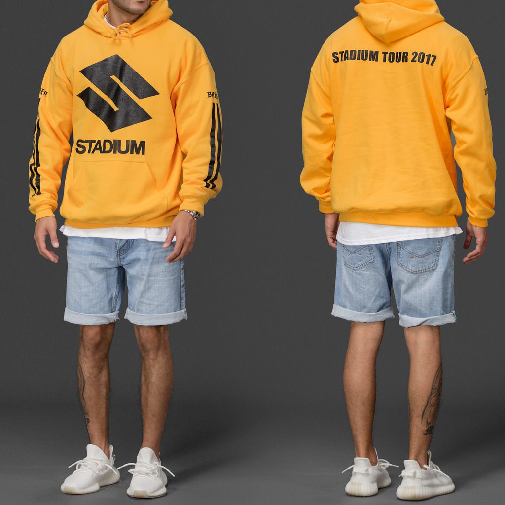 stadium purpose tour new merch tour yellow hoodie as worn stadium purpose tour new merch tour yellow hoodie as worn