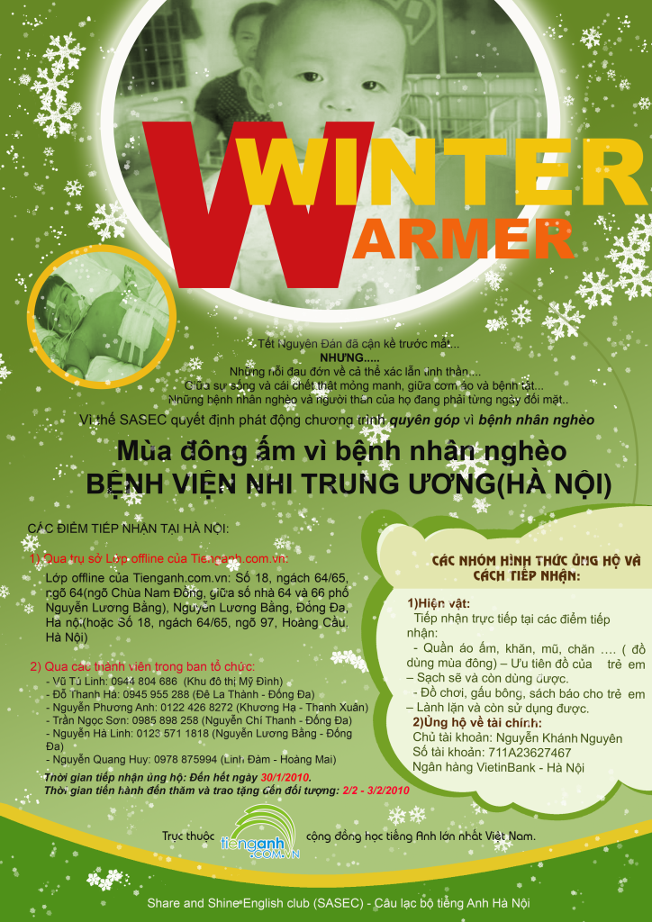 Chương Trinh Từ Thiện Warmer Winter Mua đong ấm Vi Bệnh Nhan Ngheo