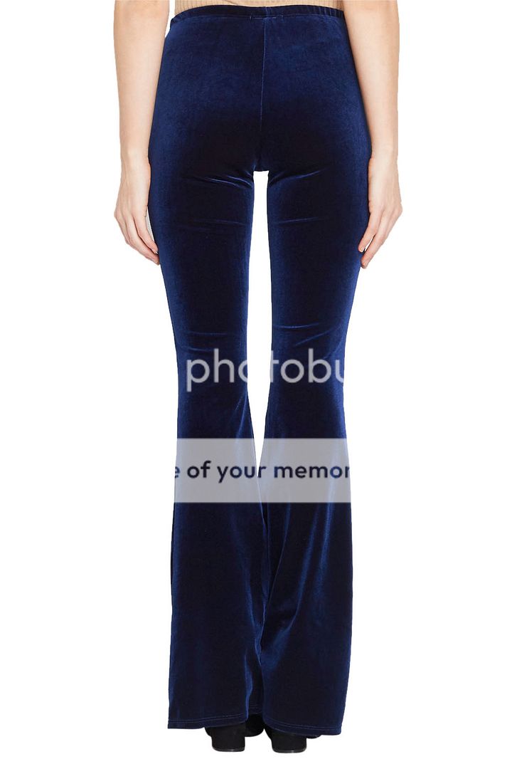 blue velvet bell bottom pants