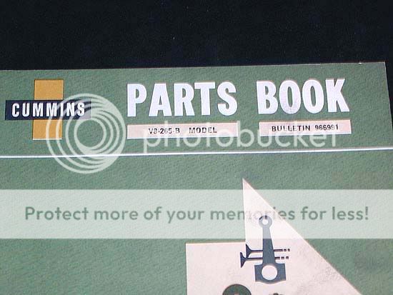 This item is a CUMMINS PARTS BOOK for the Model V8 265 B Truck Engine 