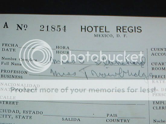 Antique Hotel Registration Card, Hotel Regis, Mexico  