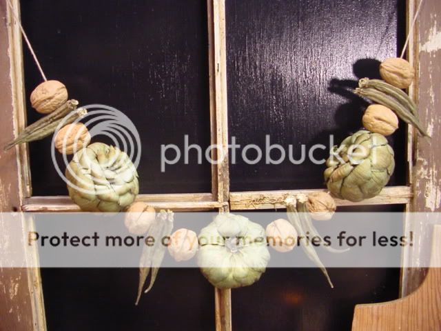   Fall Artichoke Okra Walnut Garland Harvest Peg Hanger Holiday Tuck