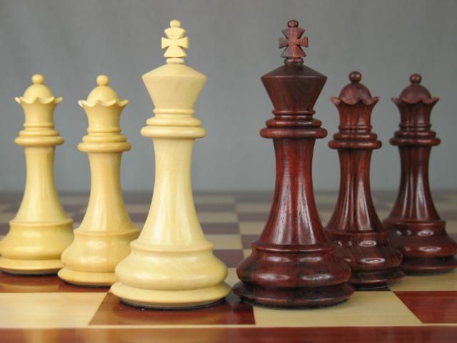 Weighted Staunton Bud Rose Wood Chess Set Pieces 4Q  